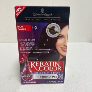Schwarzkopf Keratin Color Permanent Hair Dye 1.9 Rich Caviar 100% Gray Coverage